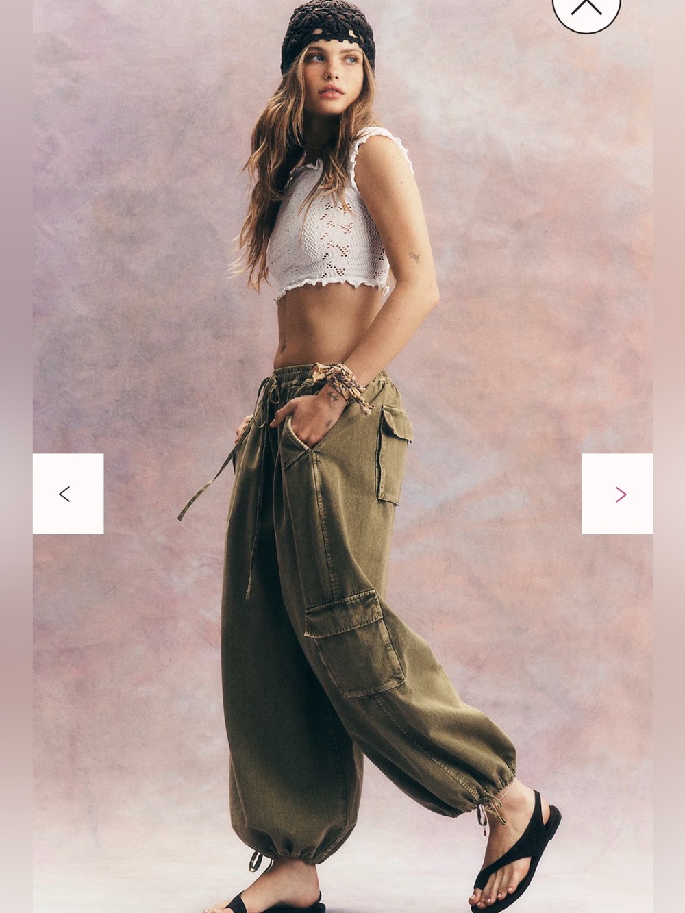 Free People Bobbi Pull-On Cargo Trousers Small Army NWT - Picture 3 of 6